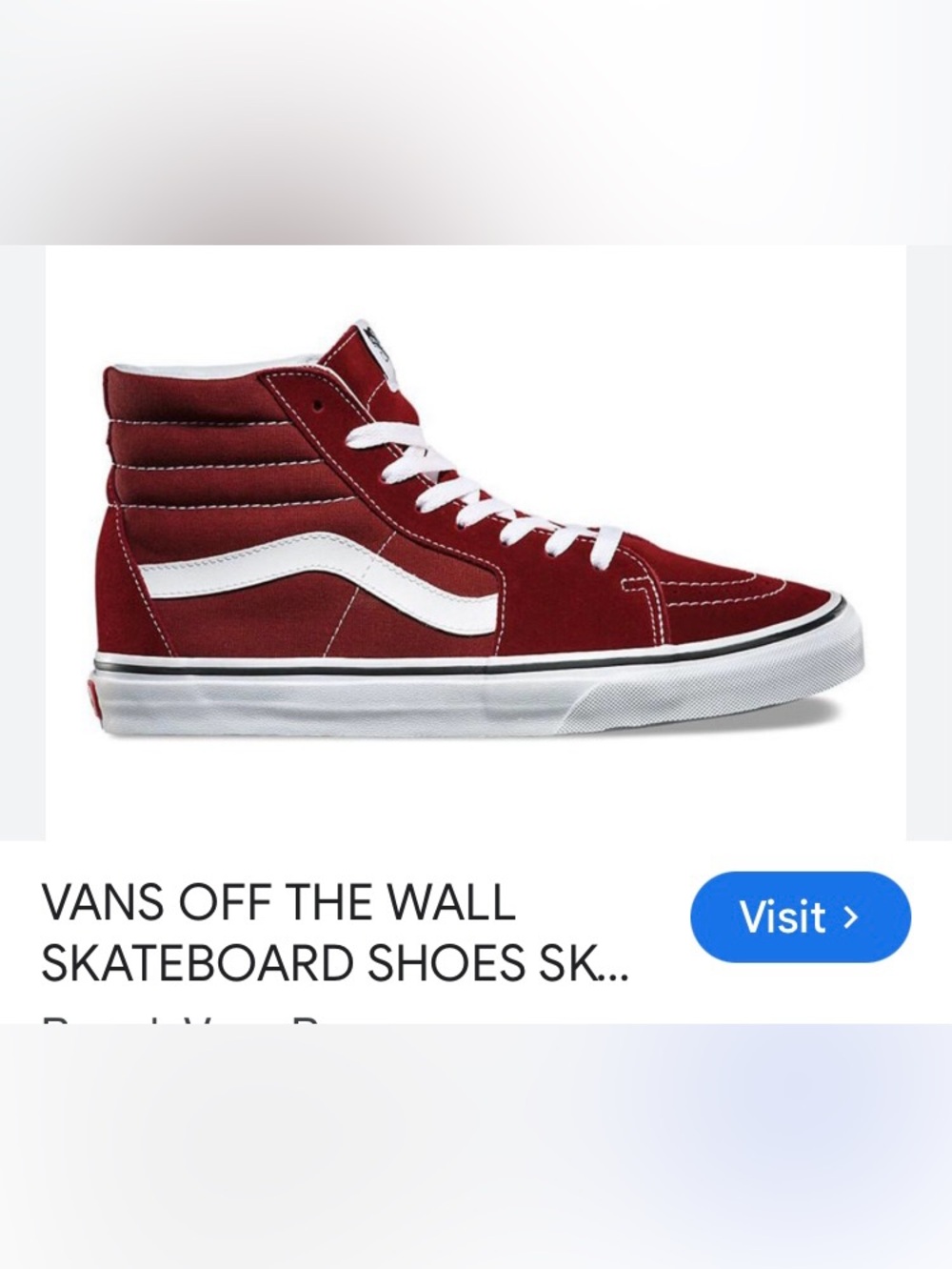 Vans Sk8-Hi High-Top Sneakers in Burgundy
Size W-6.5 M-5.0
